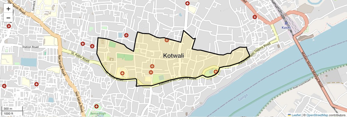 Location Map of Kotwali, Varanasi
