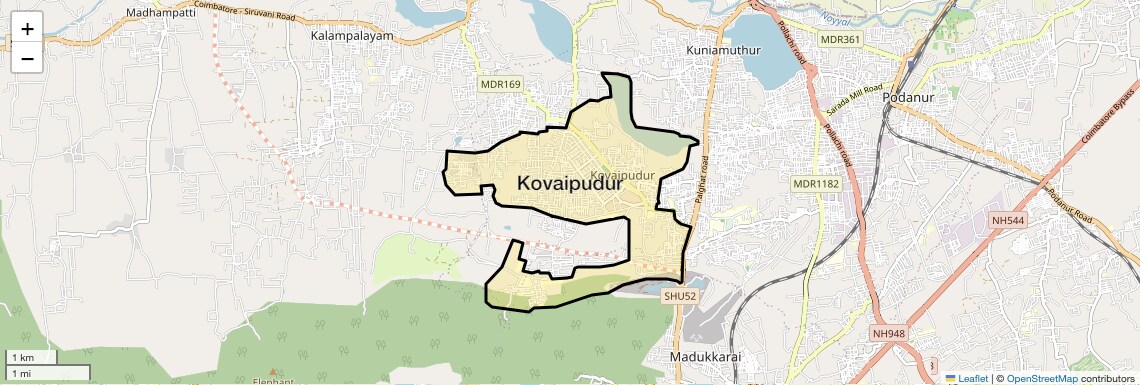 Location Map of Kovaipudur, Coimbatore