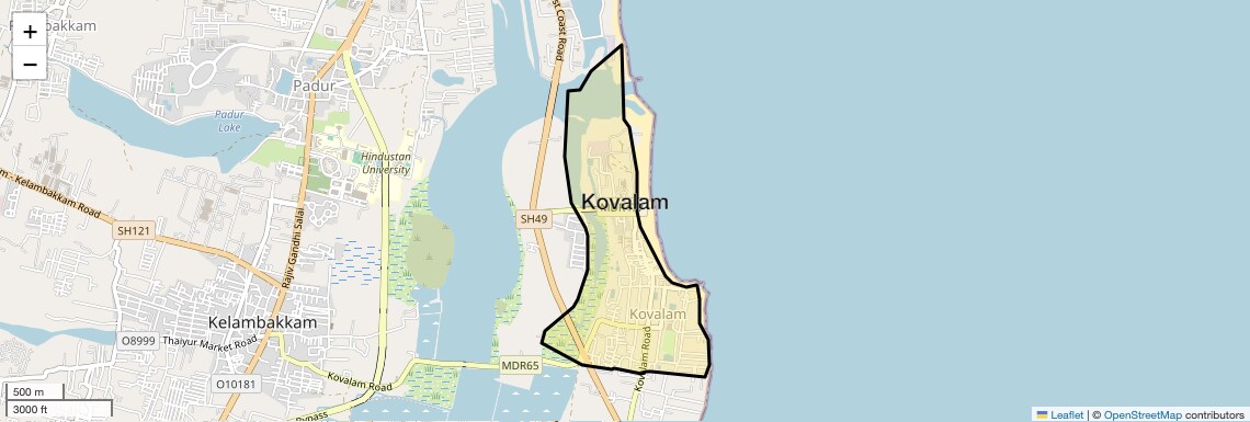 Location Map of Kovalam, Chennai