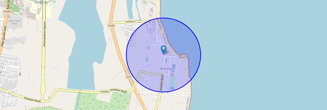 Location Map of Kovalam, Chennai