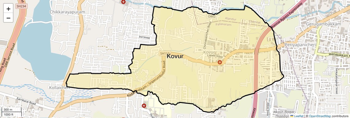 Location Map of Kovur, Chennai