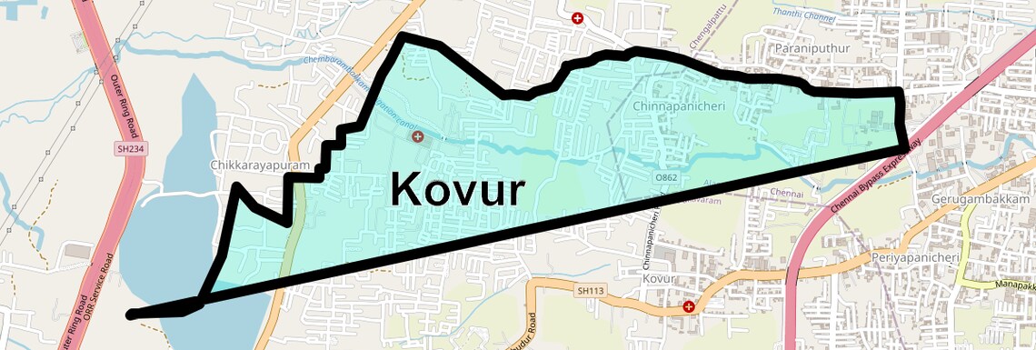 Location Map of Kovur, Chennai