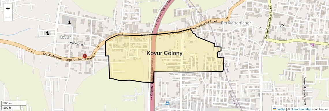 Location Map of Kovur Colony, Chennai
