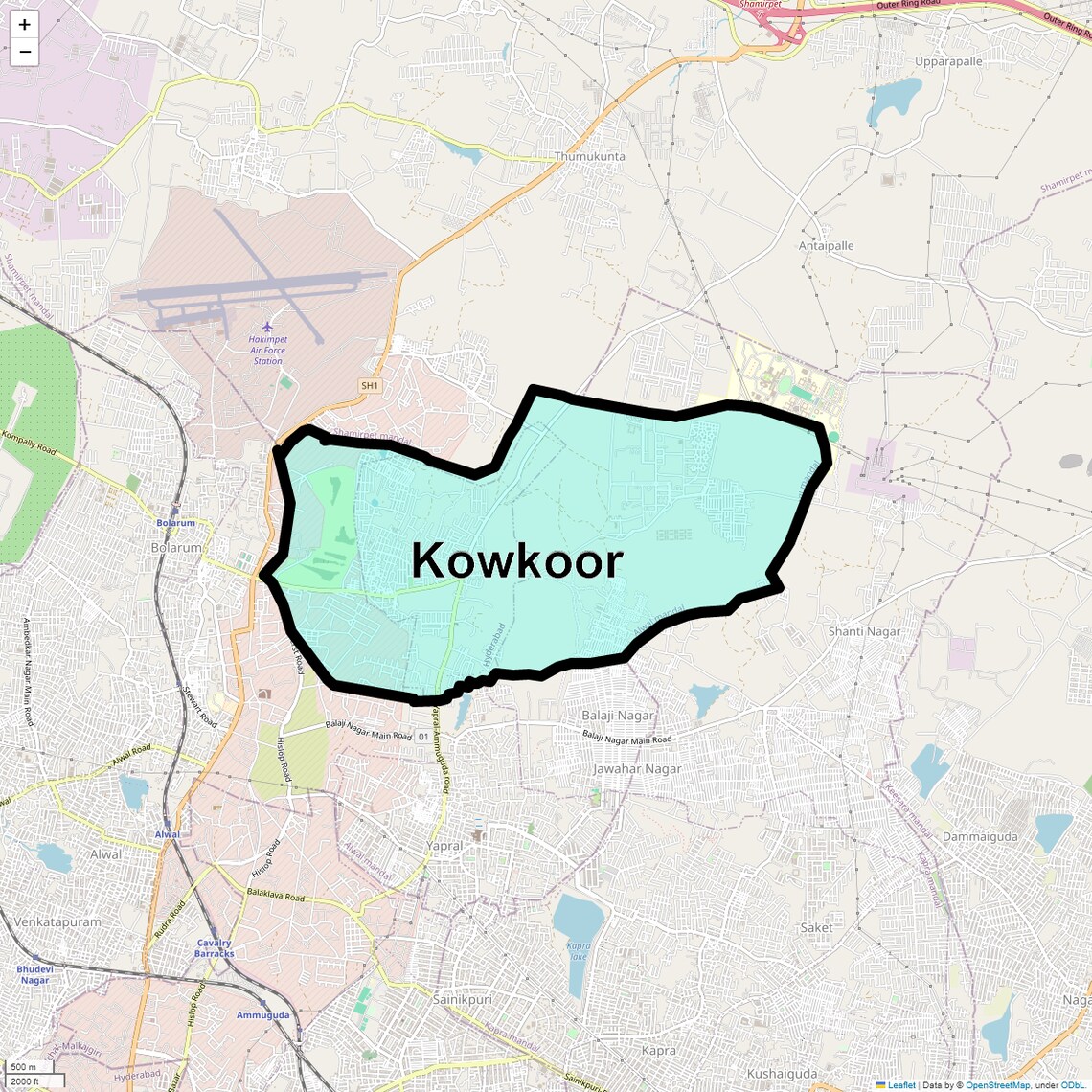 Location Map of Kowkoor, Hyderabad