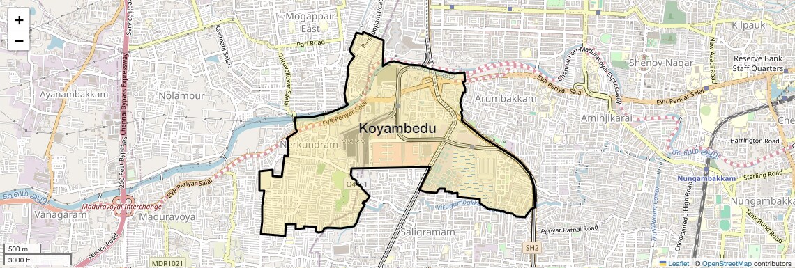 Location Map of Koyambedu, Chennai