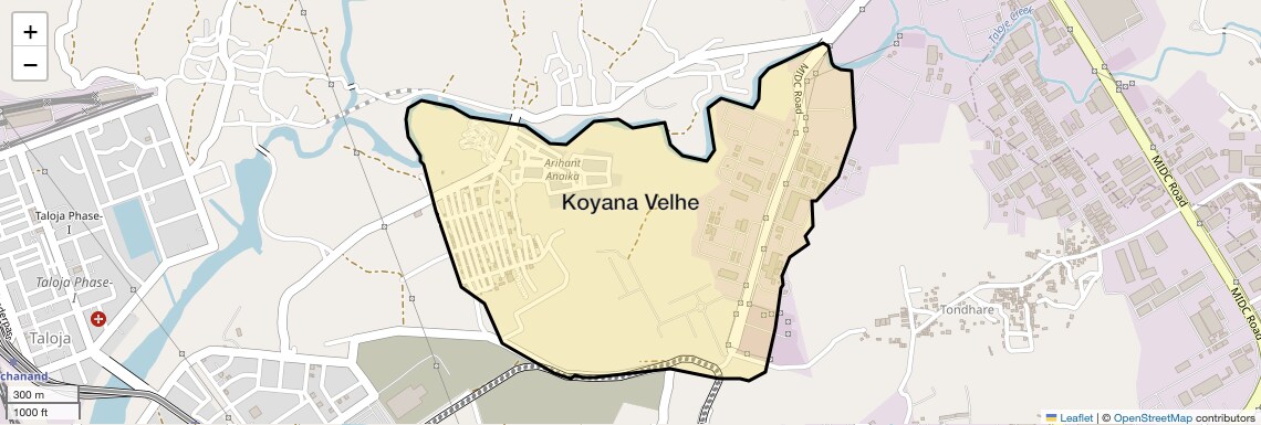 Location Map of Koyana Velhe, Navi Mumbai