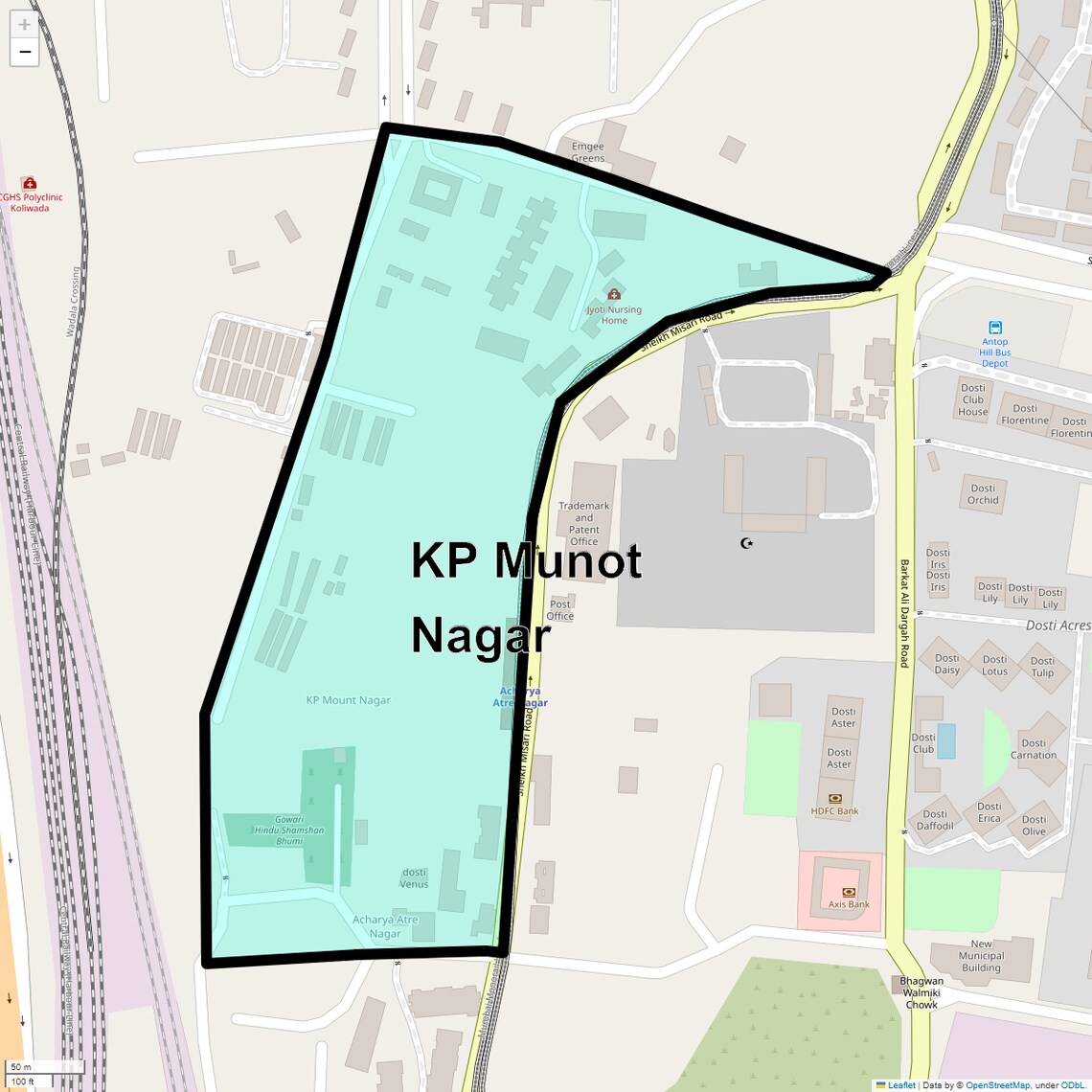 Location Map of Kp Munot Nagar, Mumbai