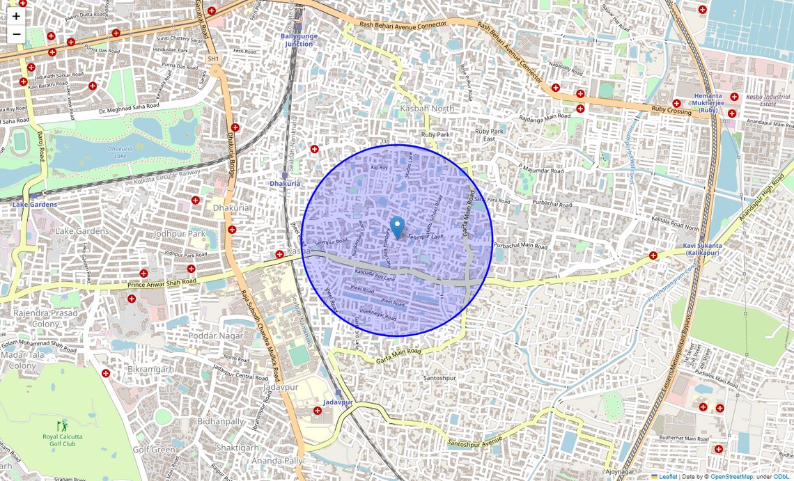 Location Map of Kp Roy Lane, Kolkata