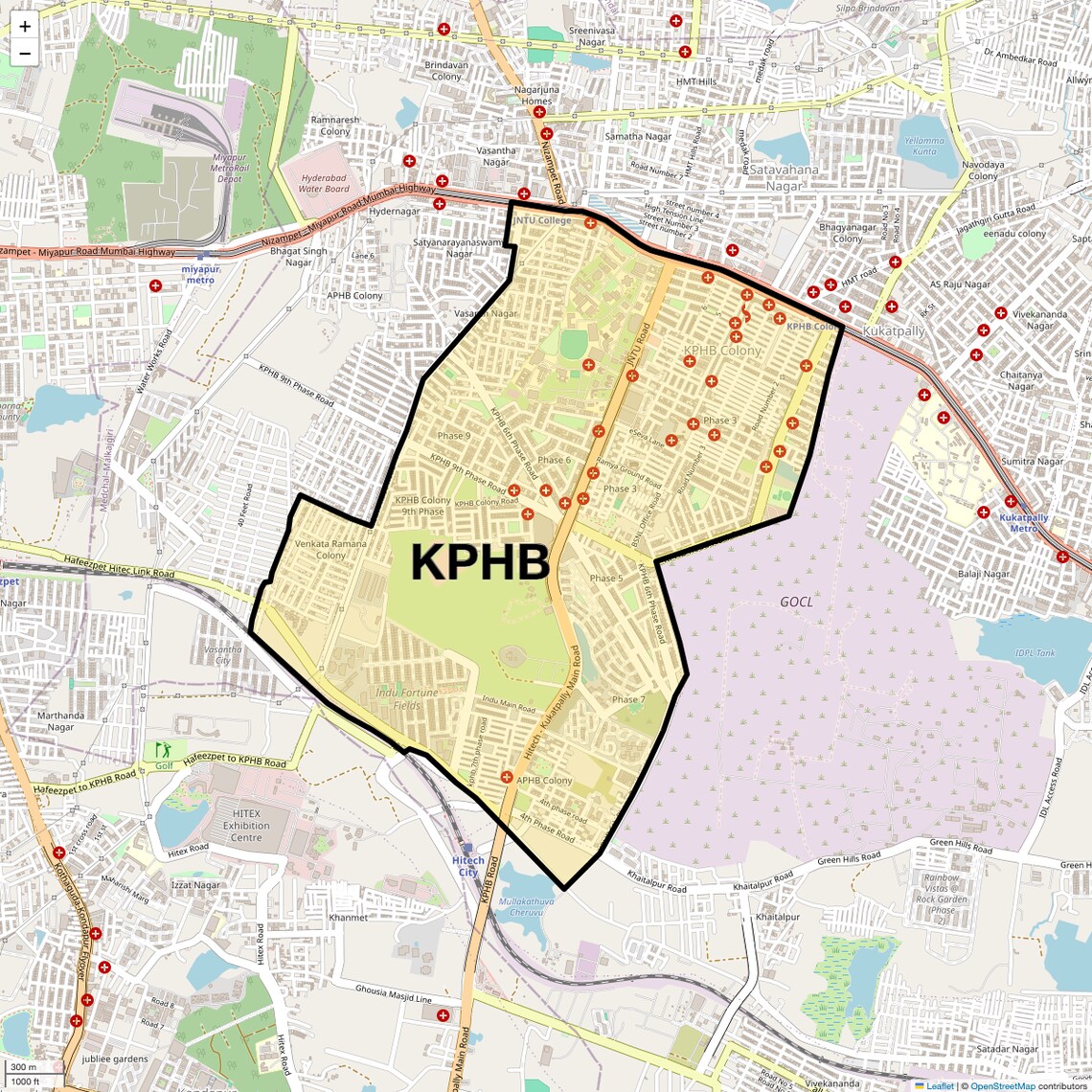 Location Map of KPHB, Hyderabad