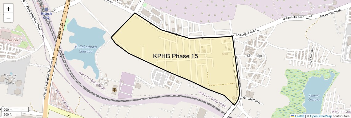 Location Map of KPHB Phase 15, Hyderabad