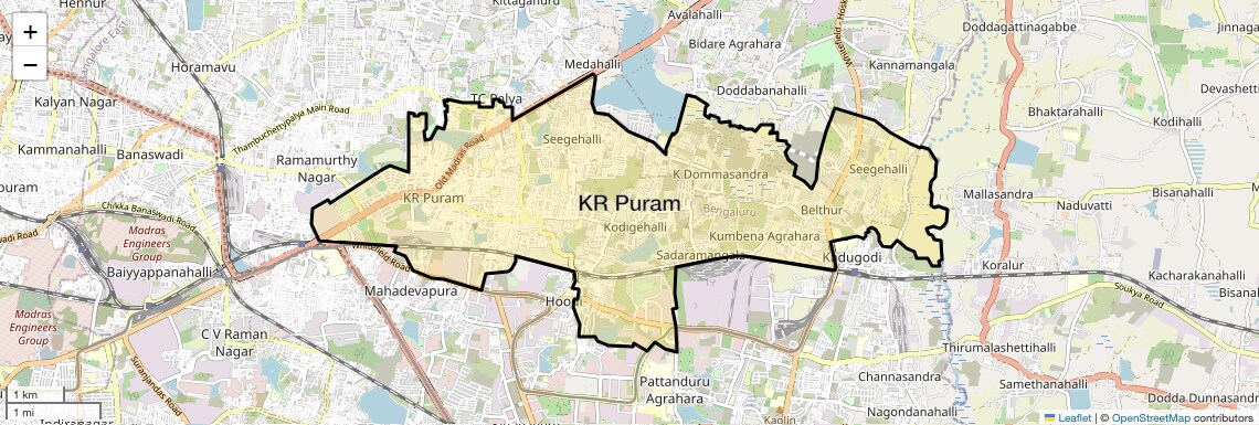 Location Map of KR Puram, Bangalore