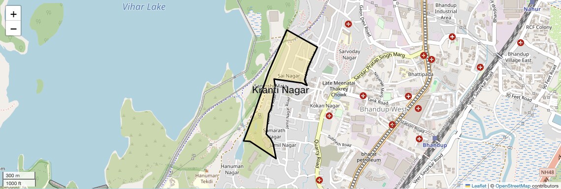Location Map of Kranti Nagar, Mumbai