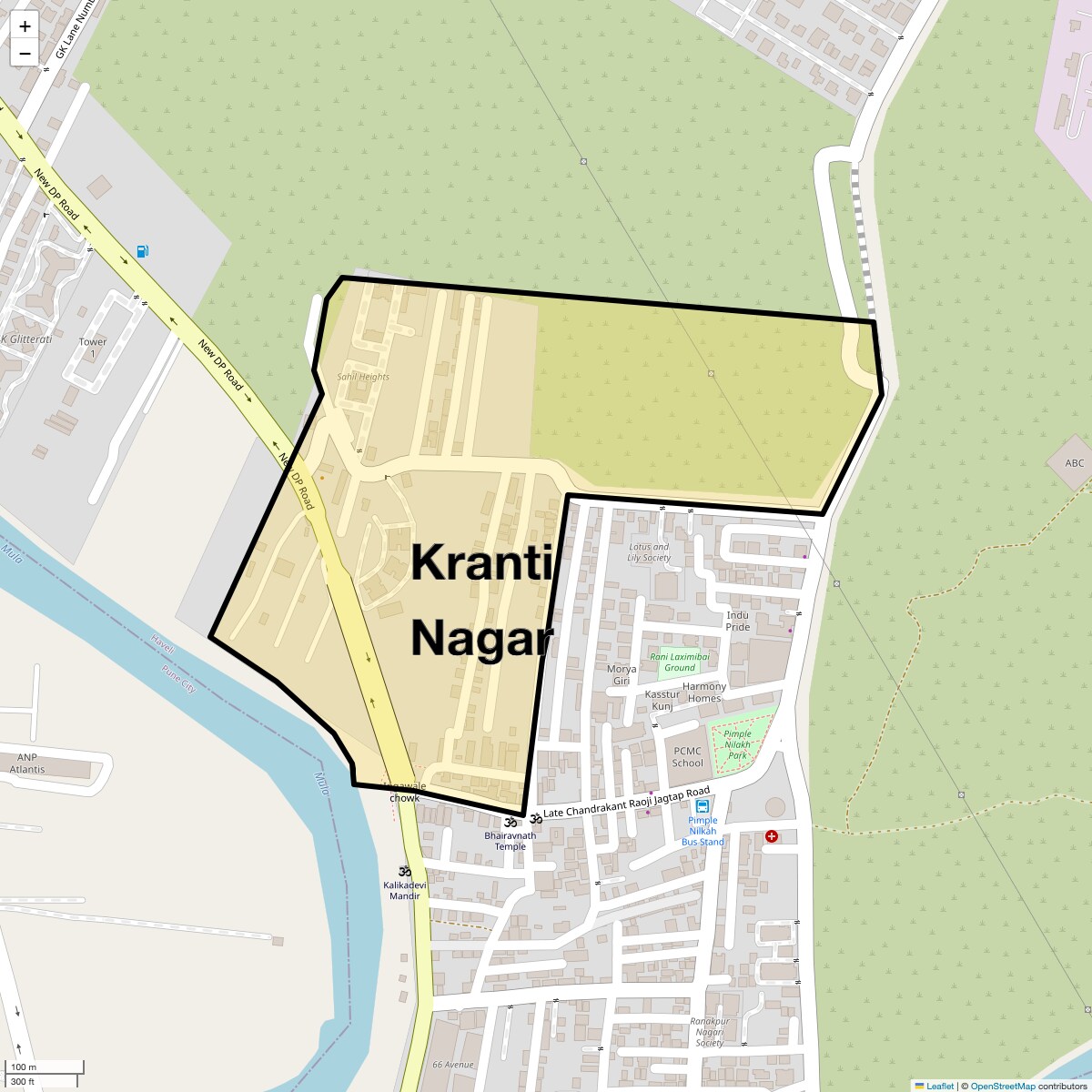 Location Map of Kranti Nagar, Pune
