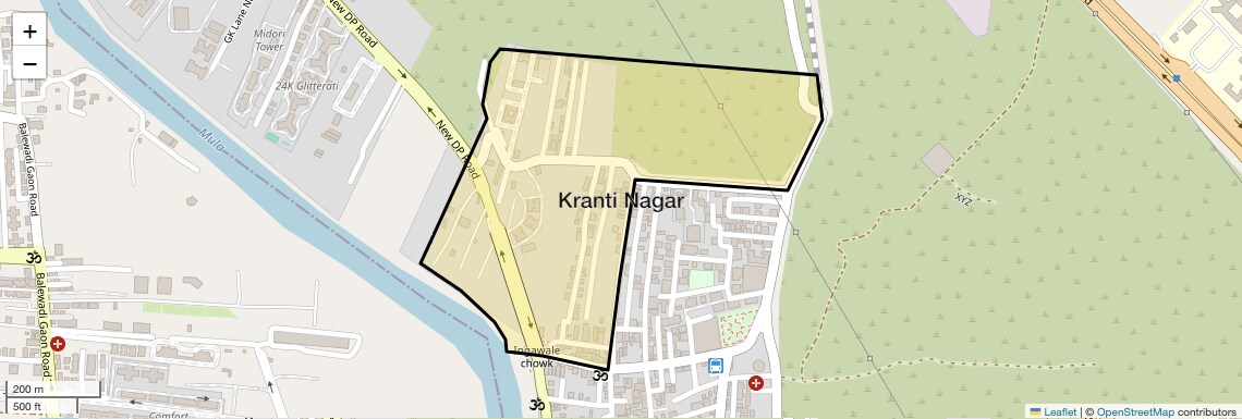 Location Map of Kranti Nagar, Pune