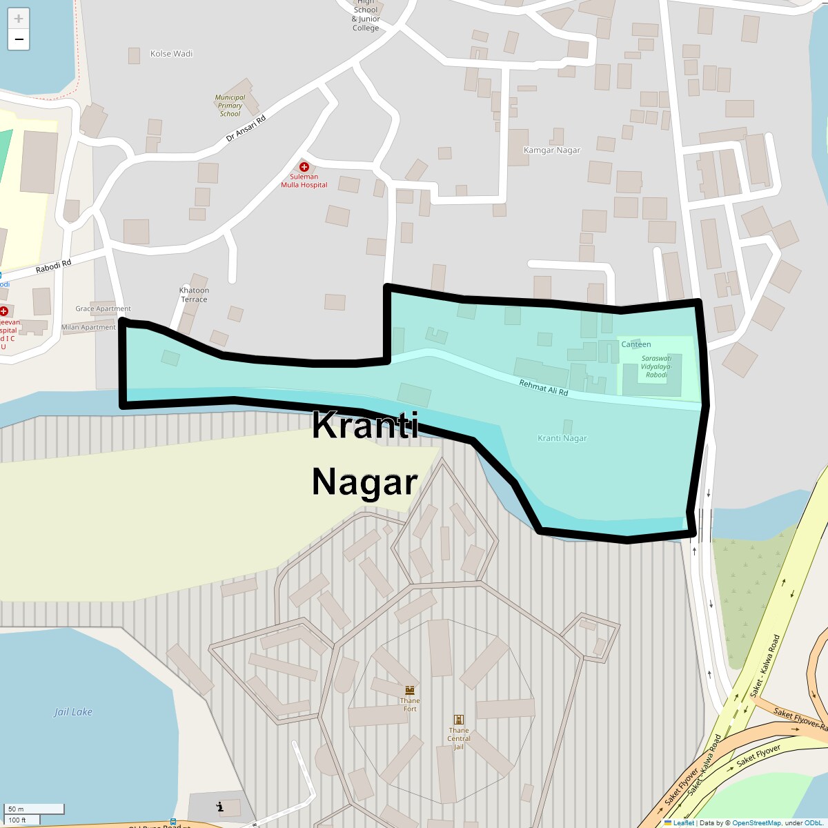 Location Map of Kranti Nagar, Thane