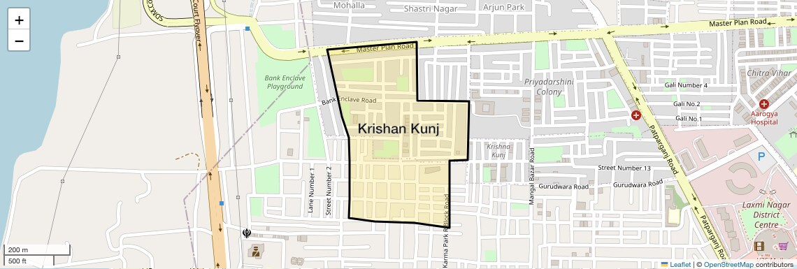 Location Map of Krishan Kunj, Delhi