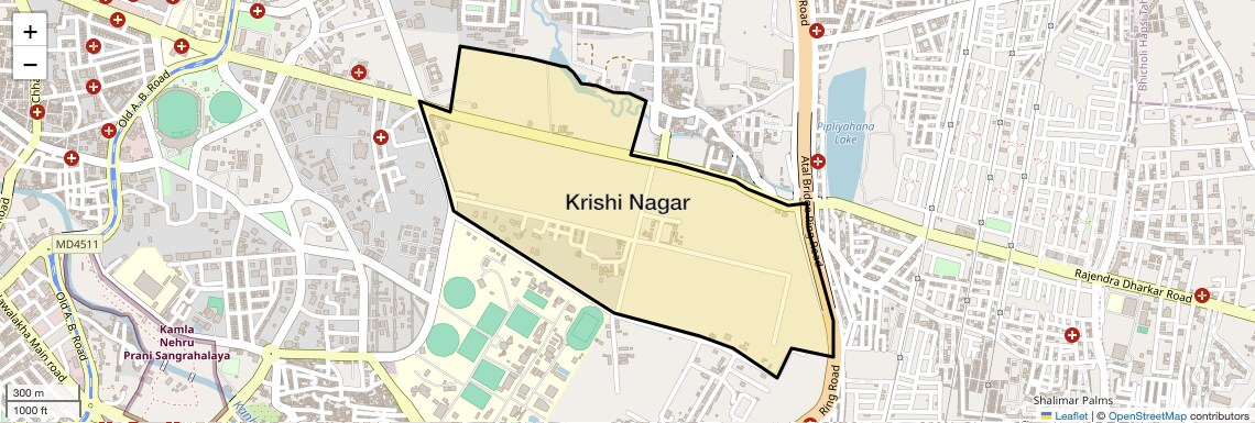 Location Map of Krishi Nagar, Indore