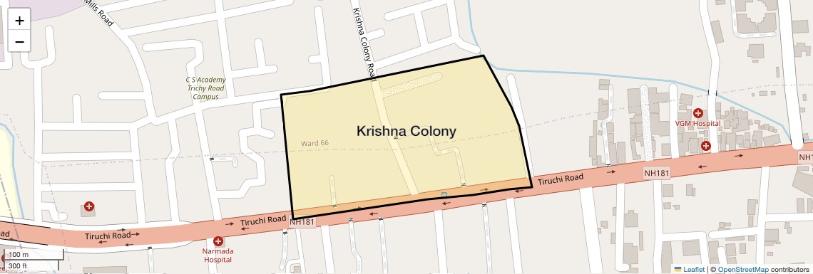 Location Map of Krishna Colony, Coimbatore