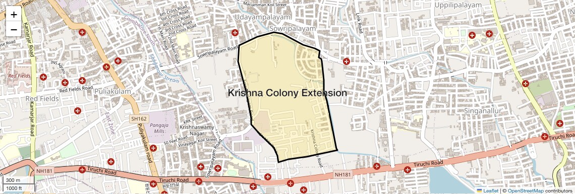 Location Map of Krishna Colony Extension, Coimbatore