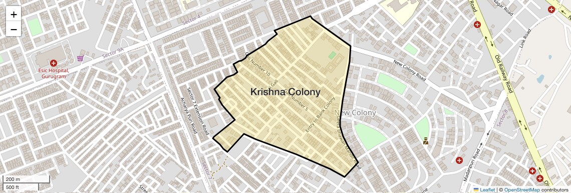 Location Map of Krishna Colony, Gurgaon