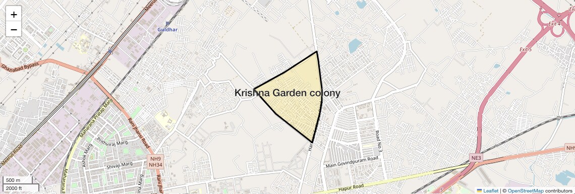 Location Map of Krishna Garden colony, Ghaziabad