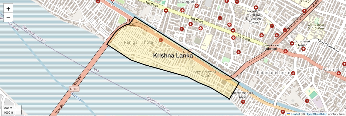 Location Map of Krishna Lanka, Vijayawada