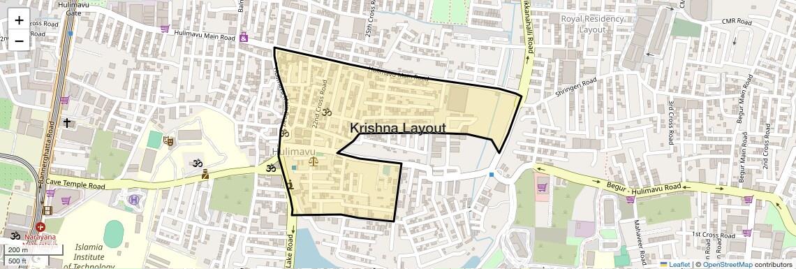 Location Map of Krishna Layout, Bangalore