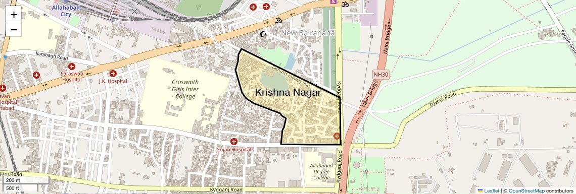 Location Map of Krishna Nagar, Allahabad