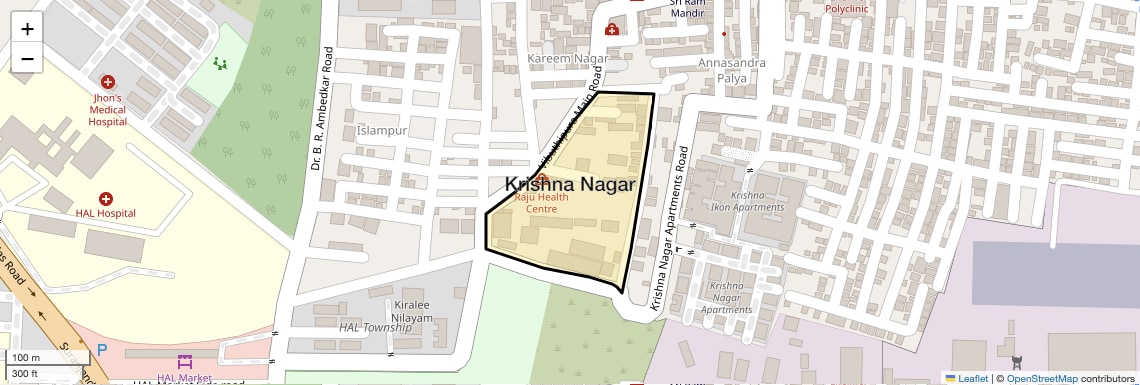Location Map of Krishna Nagar, Bangalore