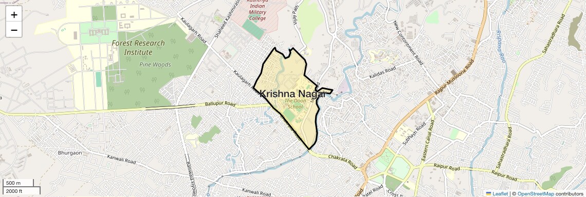 Location Map of Krishna Nagar, Dehradun