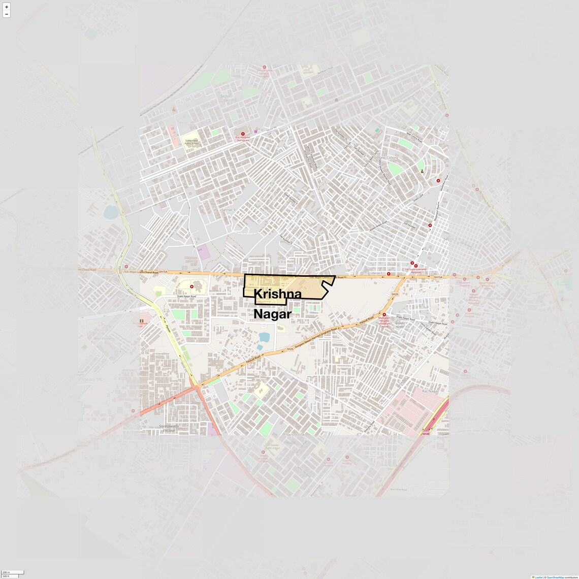 Location Map of Krishna Nagar, Gurgaon