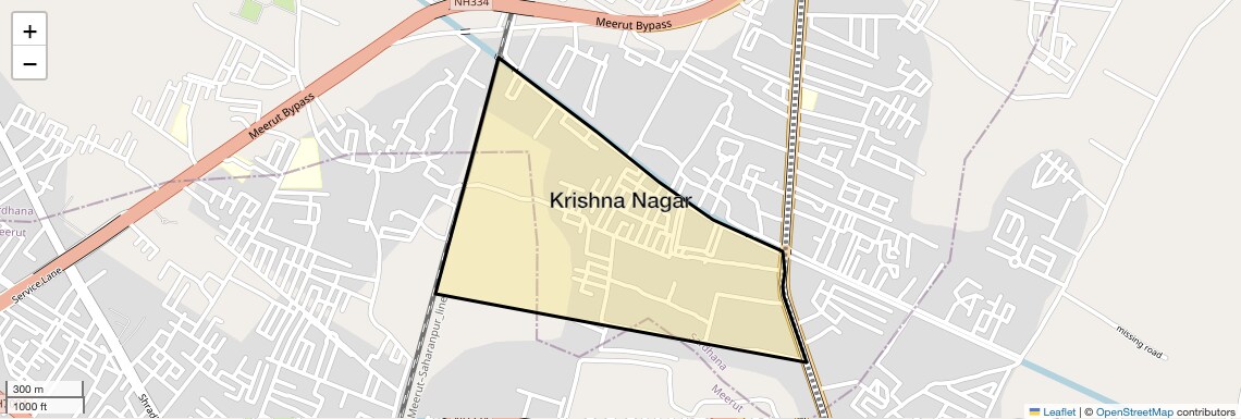 Location Map of Krishna Nagar, Meerut