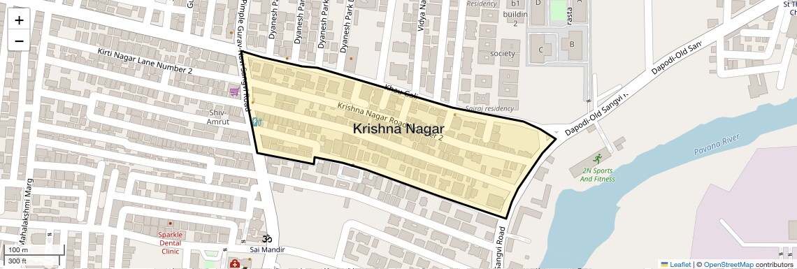 Location Map of Krishna Nagar, Pune