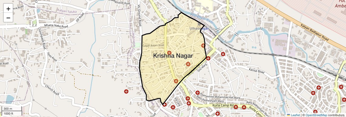 Location Map of Krishna Nagar, Thane