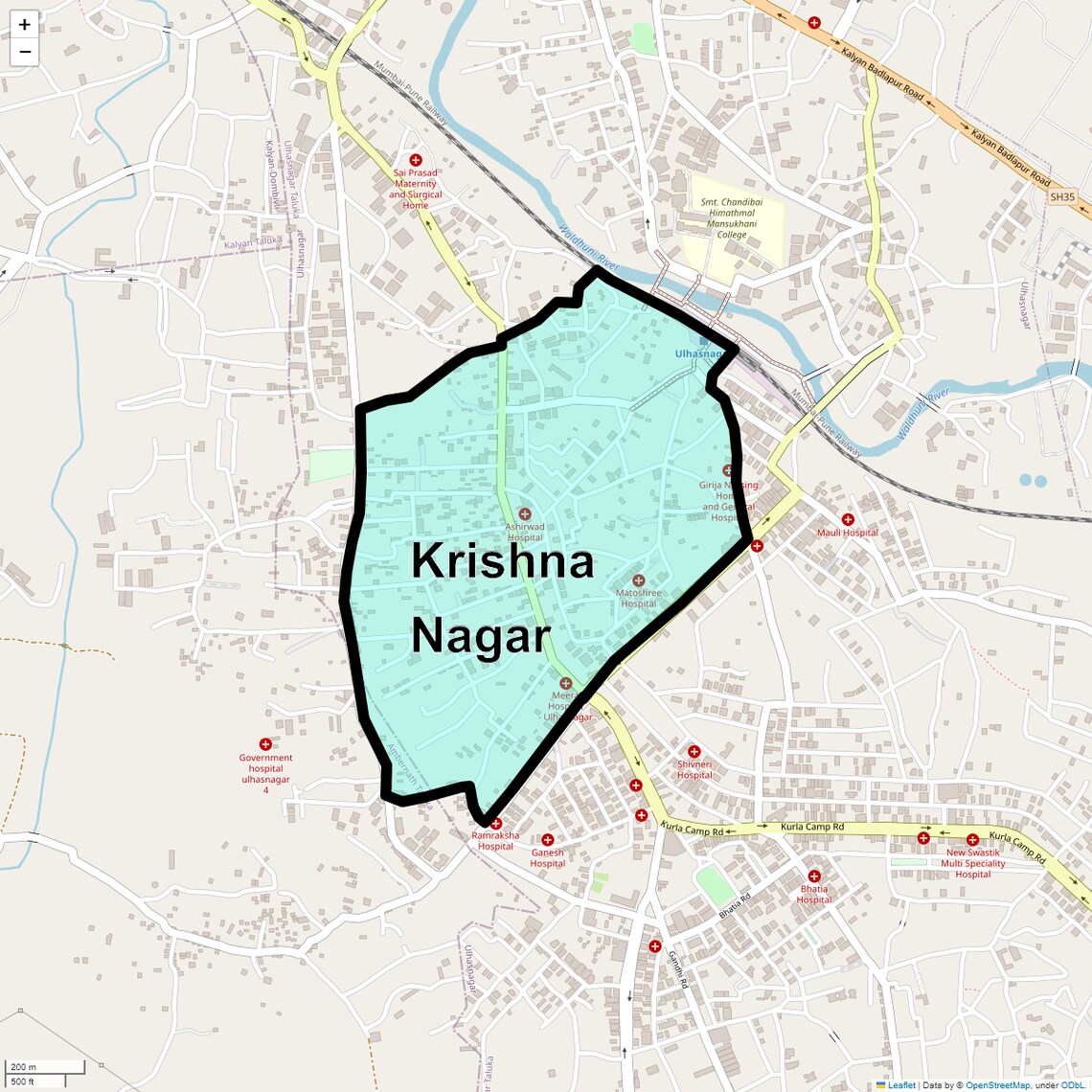 Location Map of Krishna Nagar, Thane