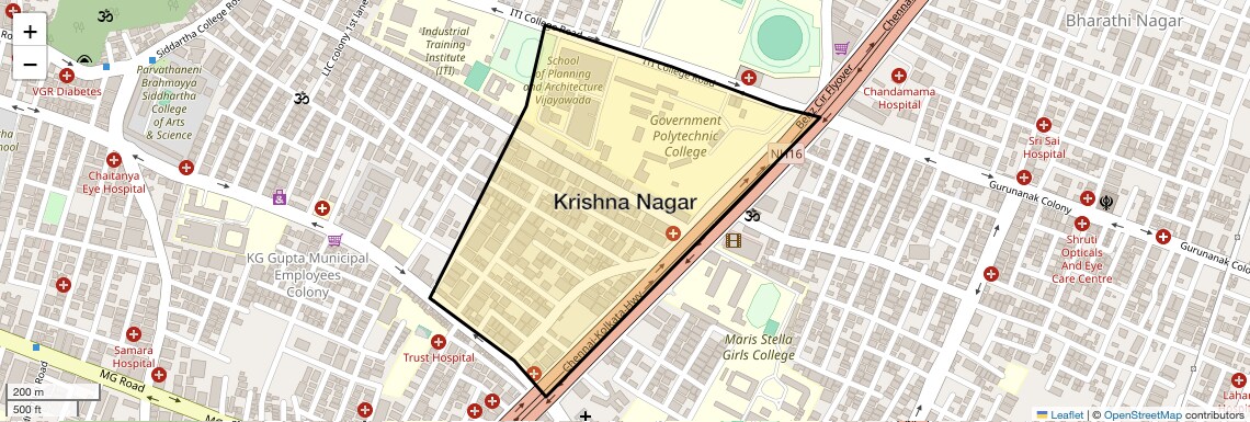 Location Map of Krishna Nagar, Vijayawada