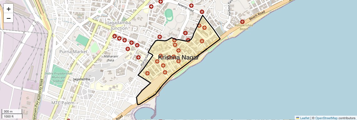 Location Map of Krishna Nagar, Vizag