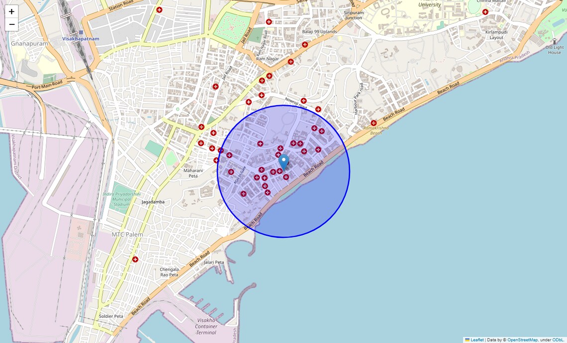 Location Map of Krishna Nagar, Vizag