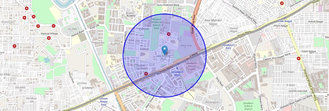 Location Map of Krishna Park, Delhi
