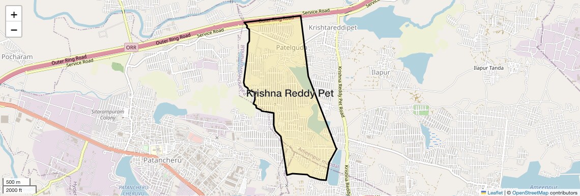 Location Map of Krishna Reddy Pet, Hyderabad