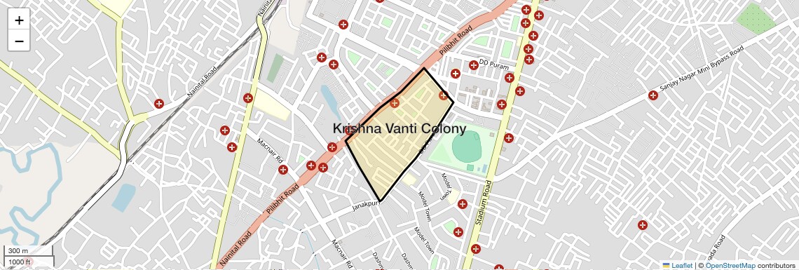 Location Map of Krishna Vanti colony, Bareilly