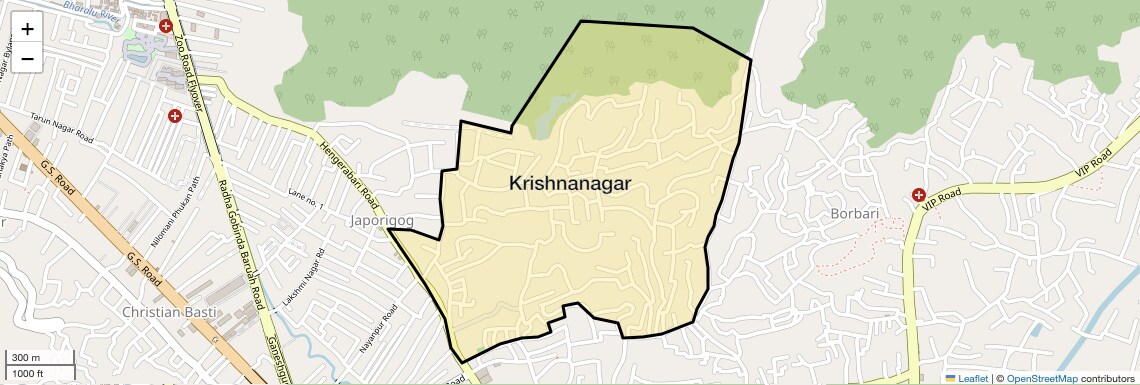 Location Map of Krishnanagar, Guwahati