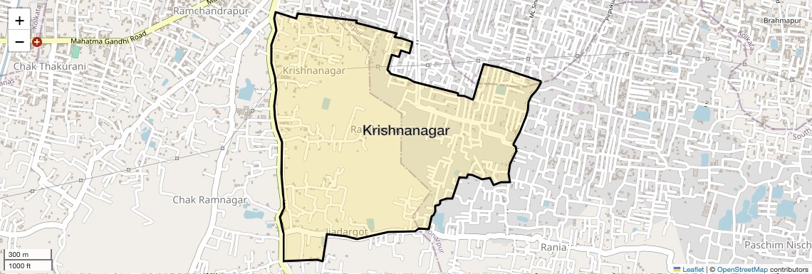 Location Map of Krishnanagar, Kolkata