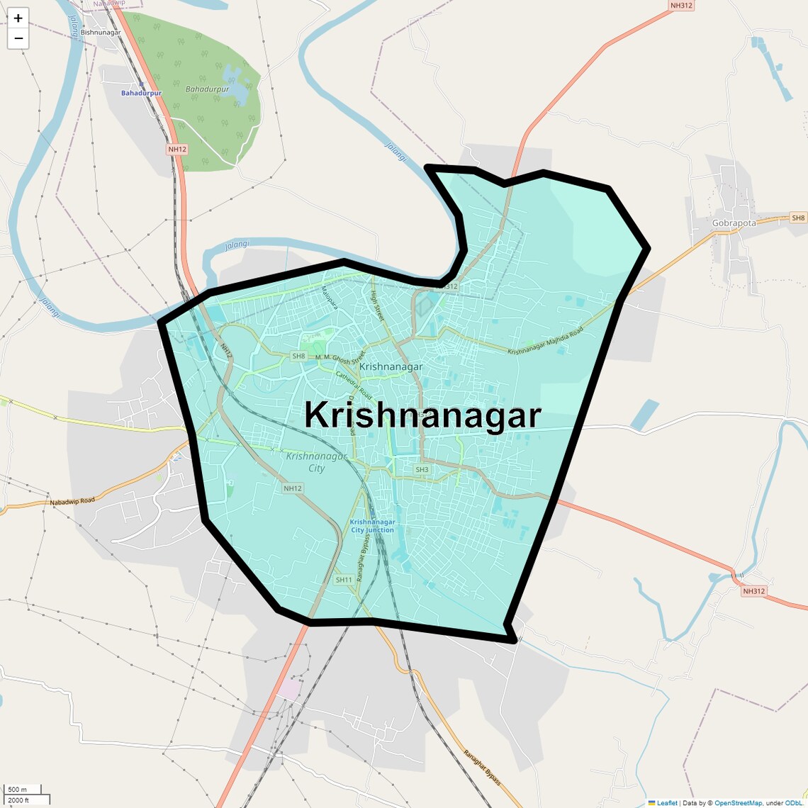Location Map of Krishnanagar, Kolkata