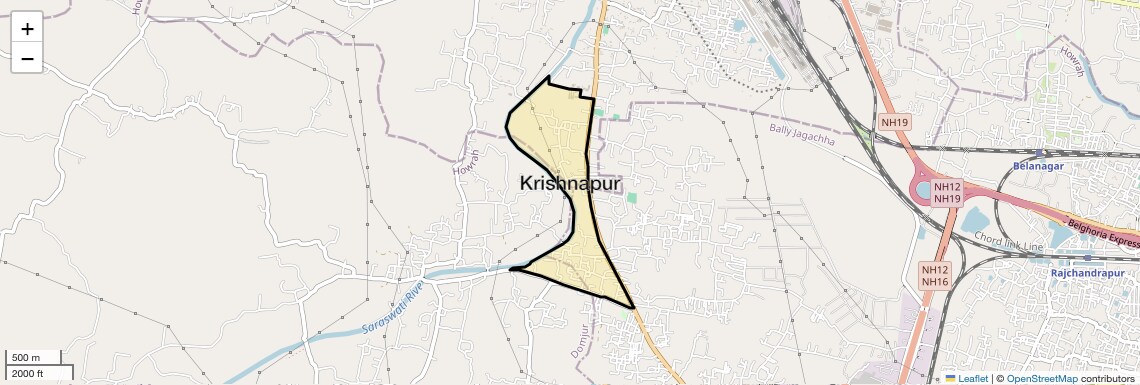 Location Map of Krishnapur, Kolkata