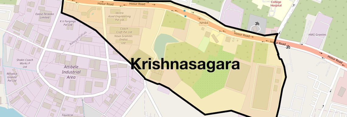 Location Map of Krishnasagara, Bangalore