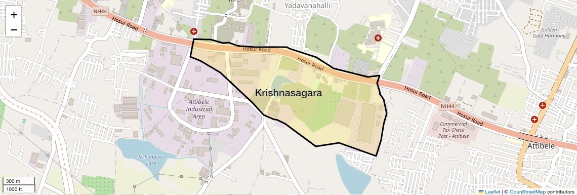 Location Map of Krishnasagara, Bangalore