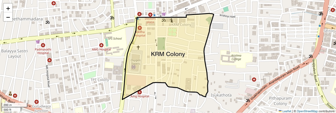 Location Map of KRM Colony, Vizag