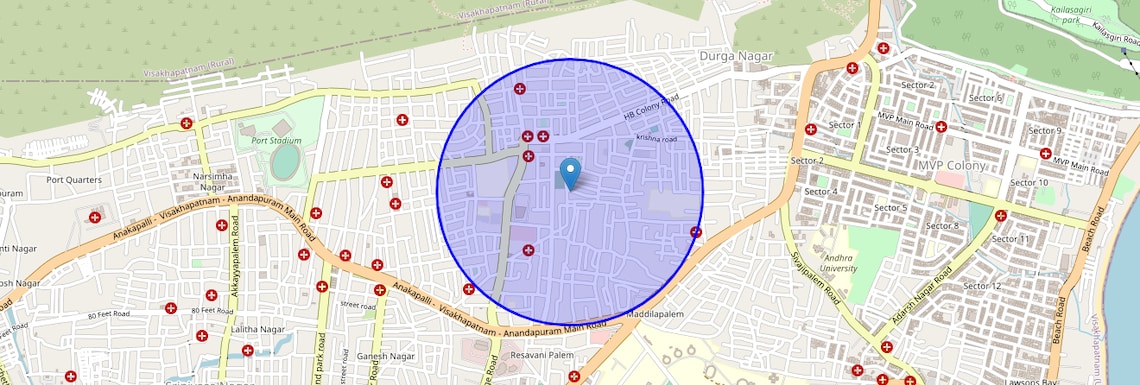 Location Map of KRM Colony, Vizag