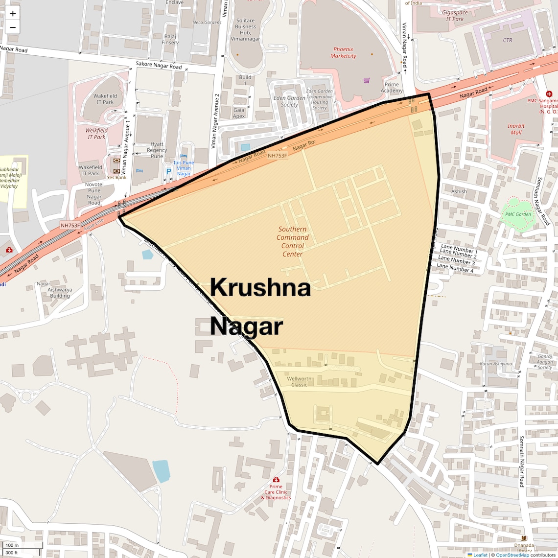 Location Map of Krushna Nagar, Pune